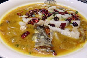 fish soup with pickled greens